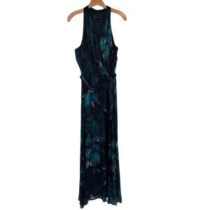 Leslie Fay Womens Sleeveless faux Wrap Dress Tie Waist Size 12 chiffon sparkle